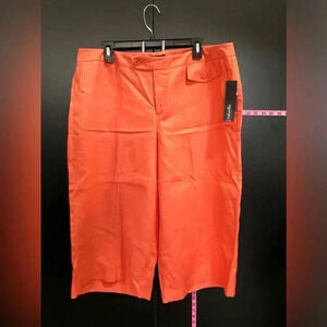 Rafaella Flax Pure Linen,wide leg,slash hip pockets, crop pants, coral color